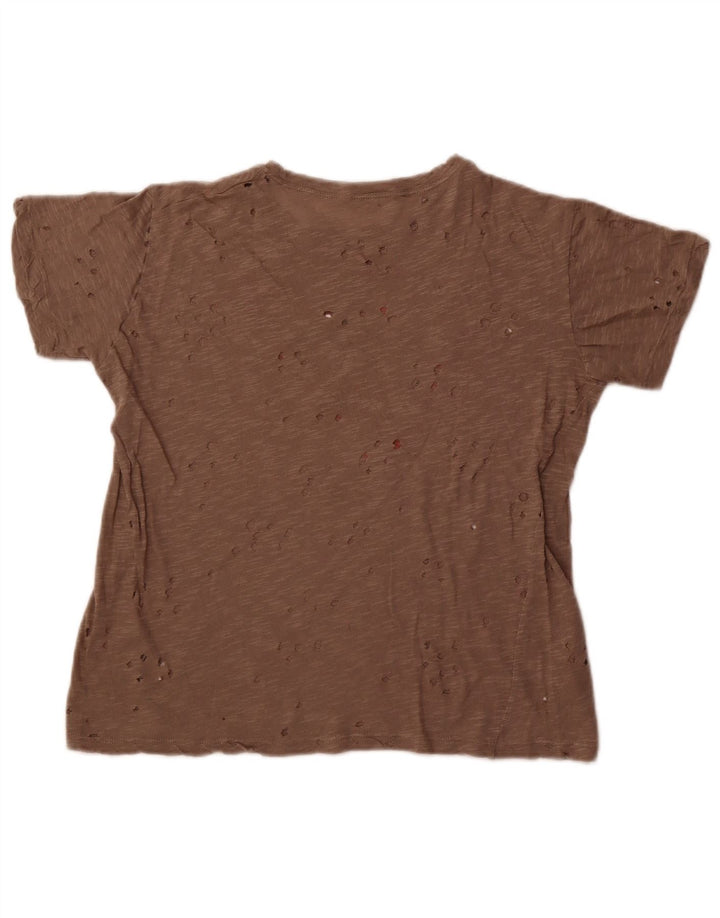 Tricou cu grafic perforat Guess pentru femei, UK 14, maro mediu