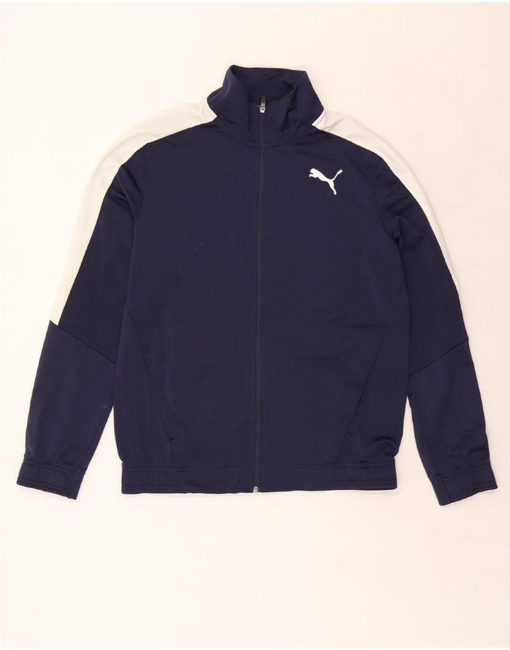 Jachetă de trening Puma pentru bărbați, poliester color bloc, albastru marin mediu