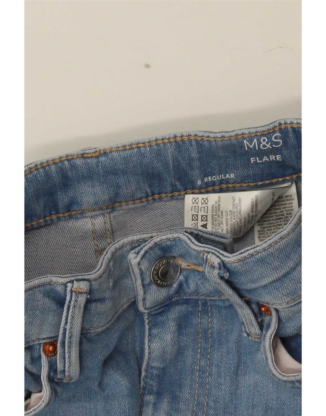 Marks & Spencer blugi evazați obișnuiți pentru femei UK 8 mici W26 L31 bumbac albastru