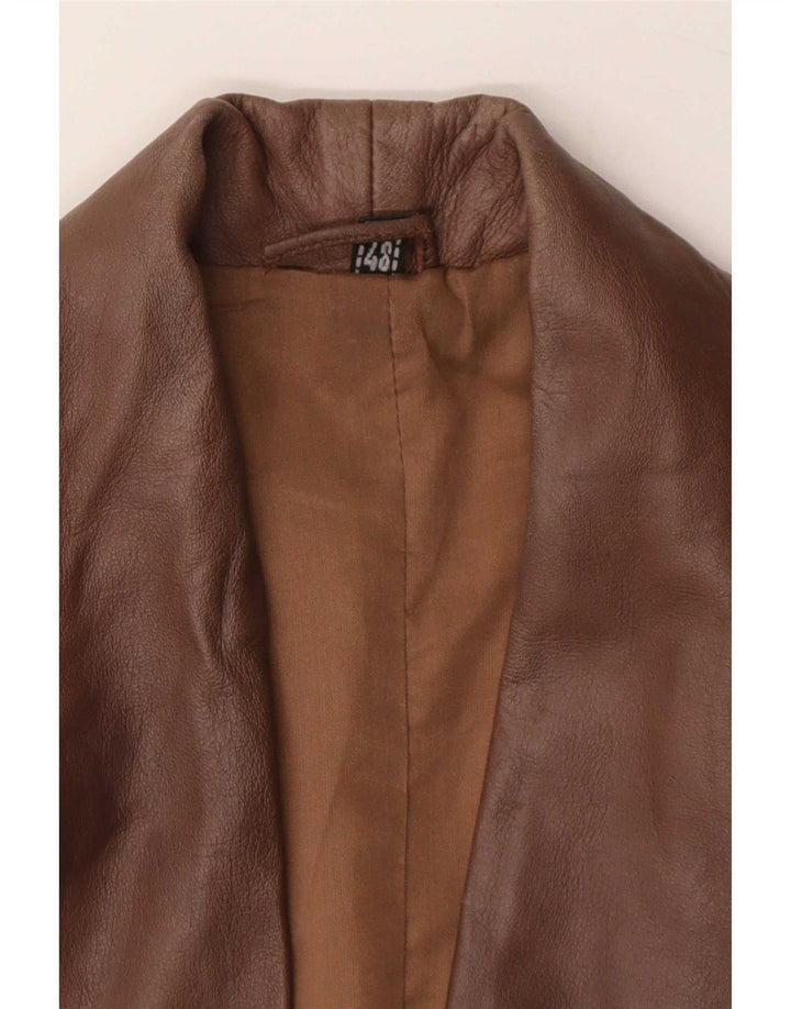 Vintage Jachetă de piele pentru femei, cu croială relaxată, EU 48 2XL Maro
