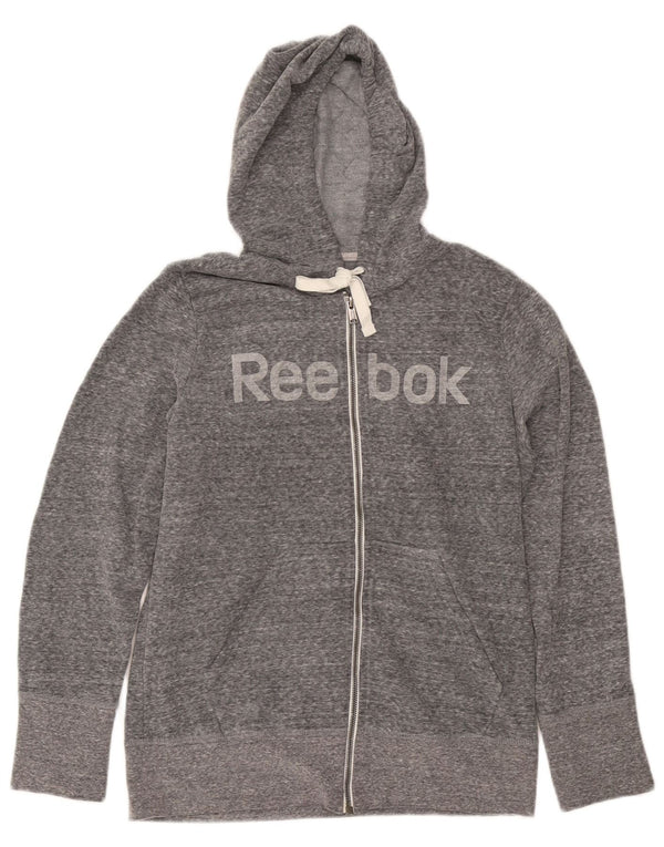 Pulover Reebok Graphic Zip pentru femei UK 14, mare, bumbac cu pete gri