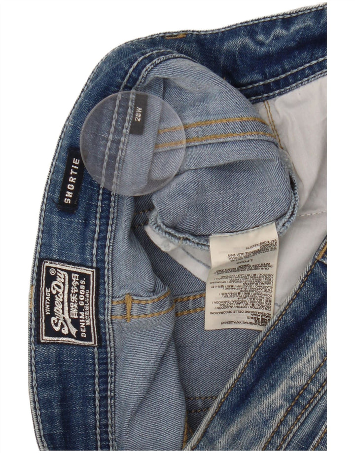 Pantaloni scurți din blugi pentru femei SUPERDRY W28, bumbac albastru mediu