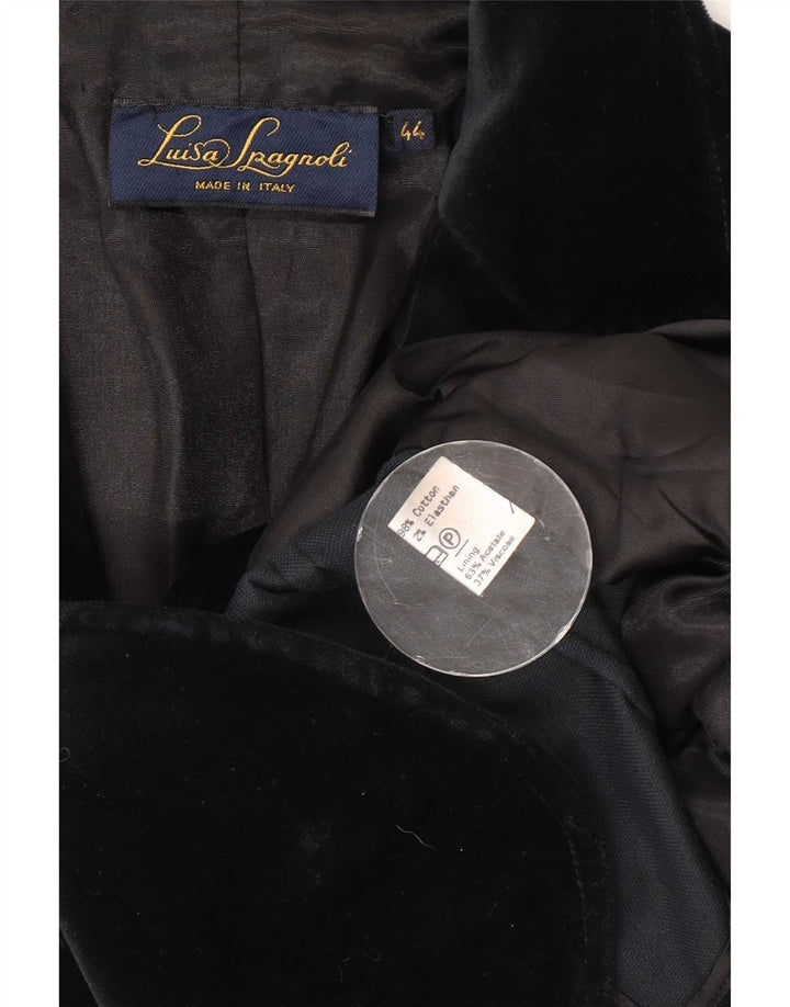 Luisa Spagnoli Jachetă pentru femei din catifea cu 2 nasturi IT 44 Medium Negru