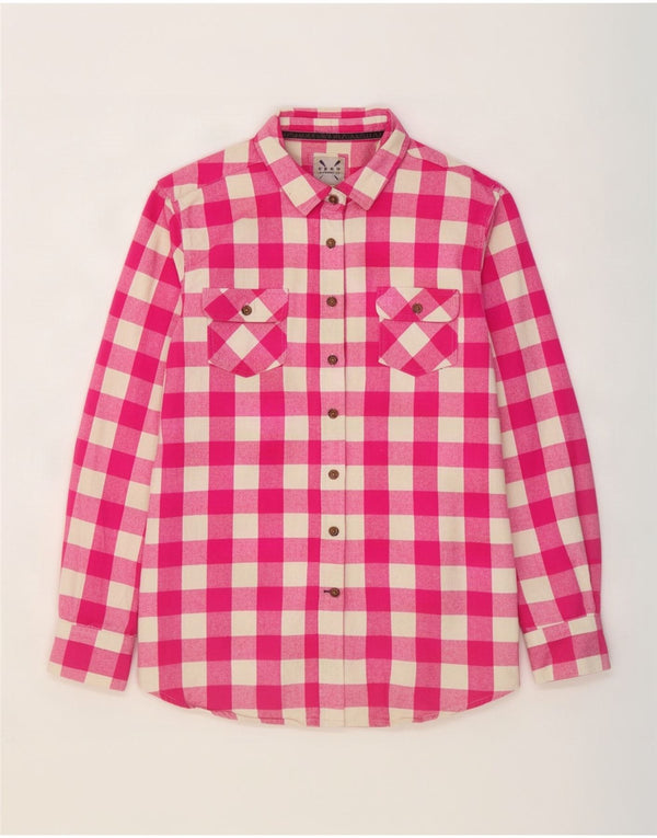 Crew Clothing Cămașă supradimensionată pentru femei UK 10 Small Pink Gingham Bumbac