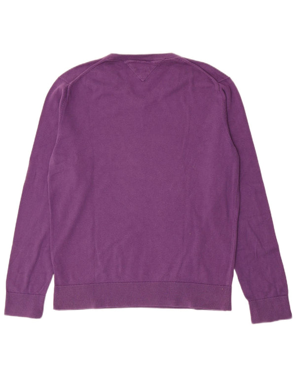Pulover Tommy Hilfiger pentru bărbați, cu decolteu în V, bumbac violet mediu