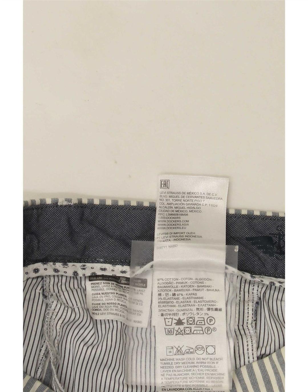 Pantaloni scurți chino Dockers pentru bărbați W32, bumbac cu dungi gri mari