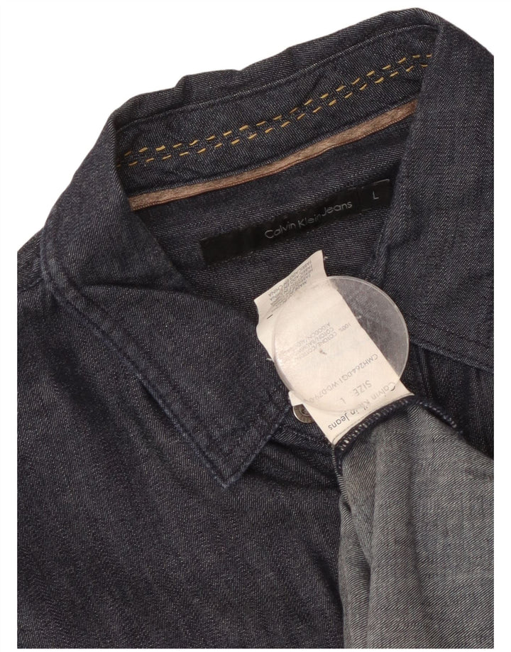 Cămașă pentru bărbați Calvin Klein Jeans, bumbac mare, albastru bleumarin