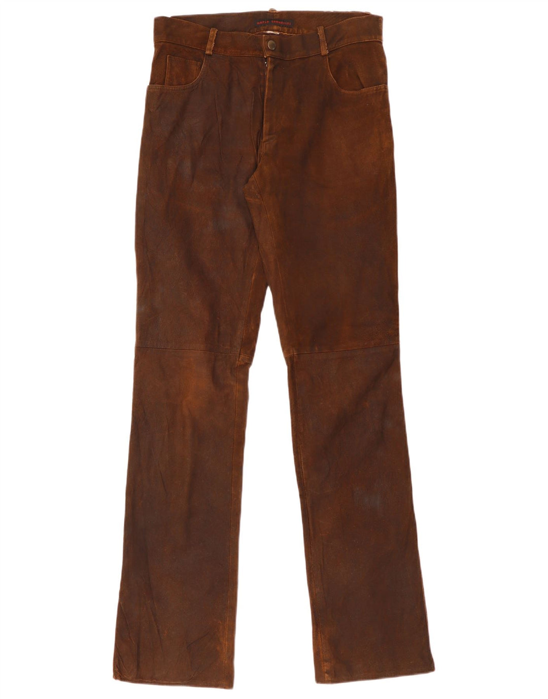 Pantaloni drepți din piele vintage pentru femei W30 L35 maro
