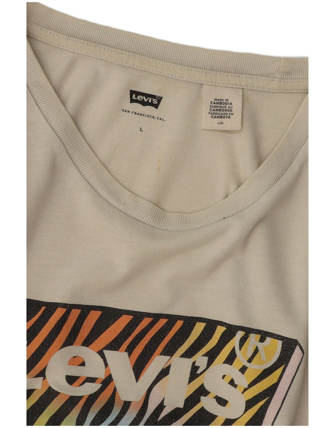 LEVI'S Mens Graphic T-Shirt Top Large Off White