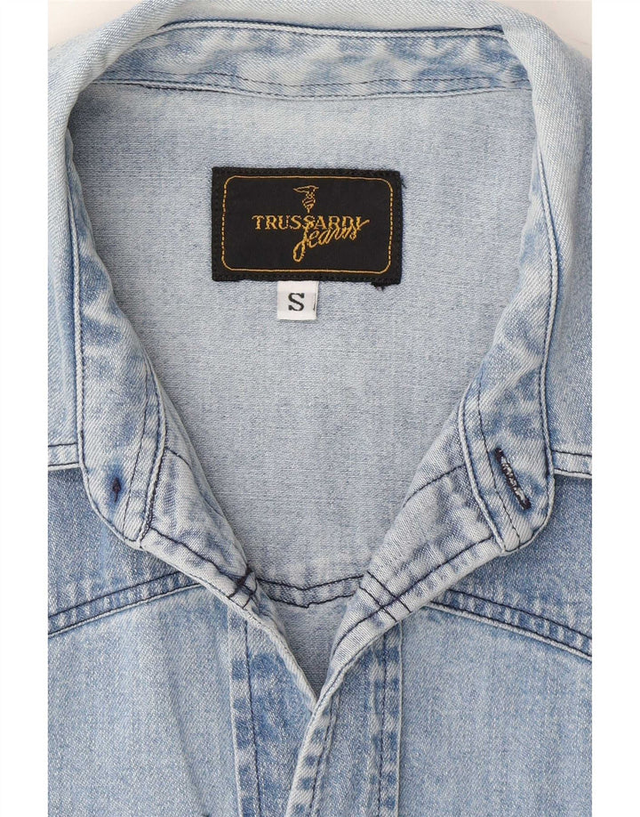 Trussardi Cămașă de denim pentru bărbați, albastru mic