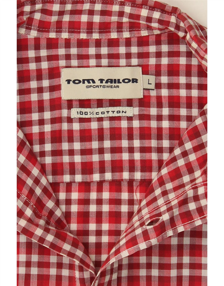 TOM TAILOR Mens Short Sleeve Shirt Large Red Check Cotton Vintage Tom Tailor and Second-Hand Tom Tailor from Messina Hembry 
