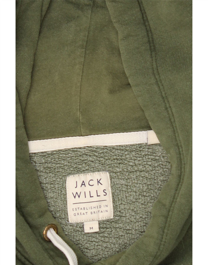 JACK WILLS Mens Graphic Hoodie Jumper Medium Green Cotton Vintage Jack Wills and Second-Hand Jack Wills from Messina Hembry 