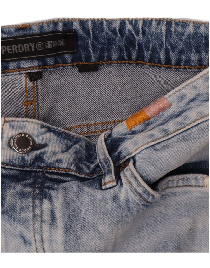 Pantaloni caldi din denim învechit pentru femei Superdry W32, bumbac albastru mare
