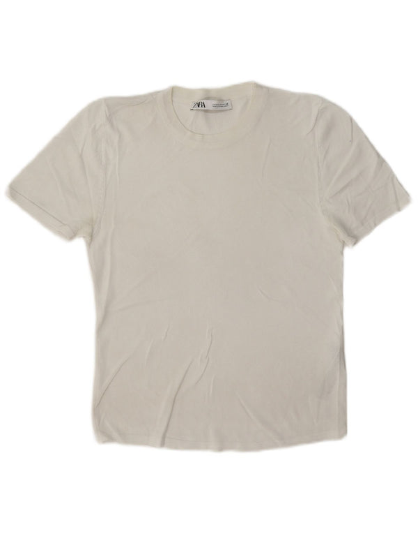 Tricou pentru femei Zara UK 12 Medium White Viscose