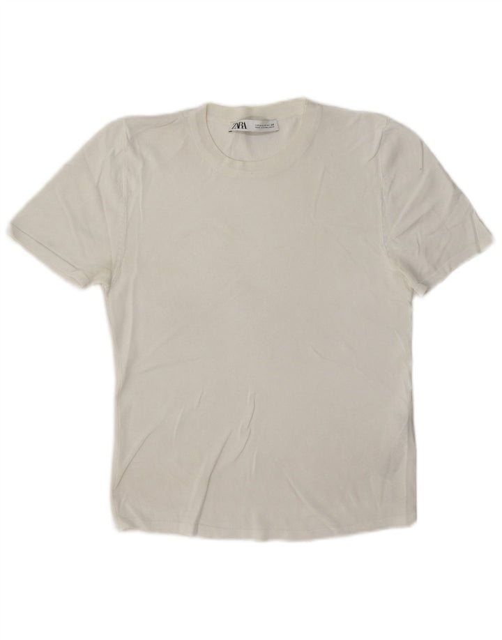 Tricou pentru femei Zara UK 12 Medium White Viscose