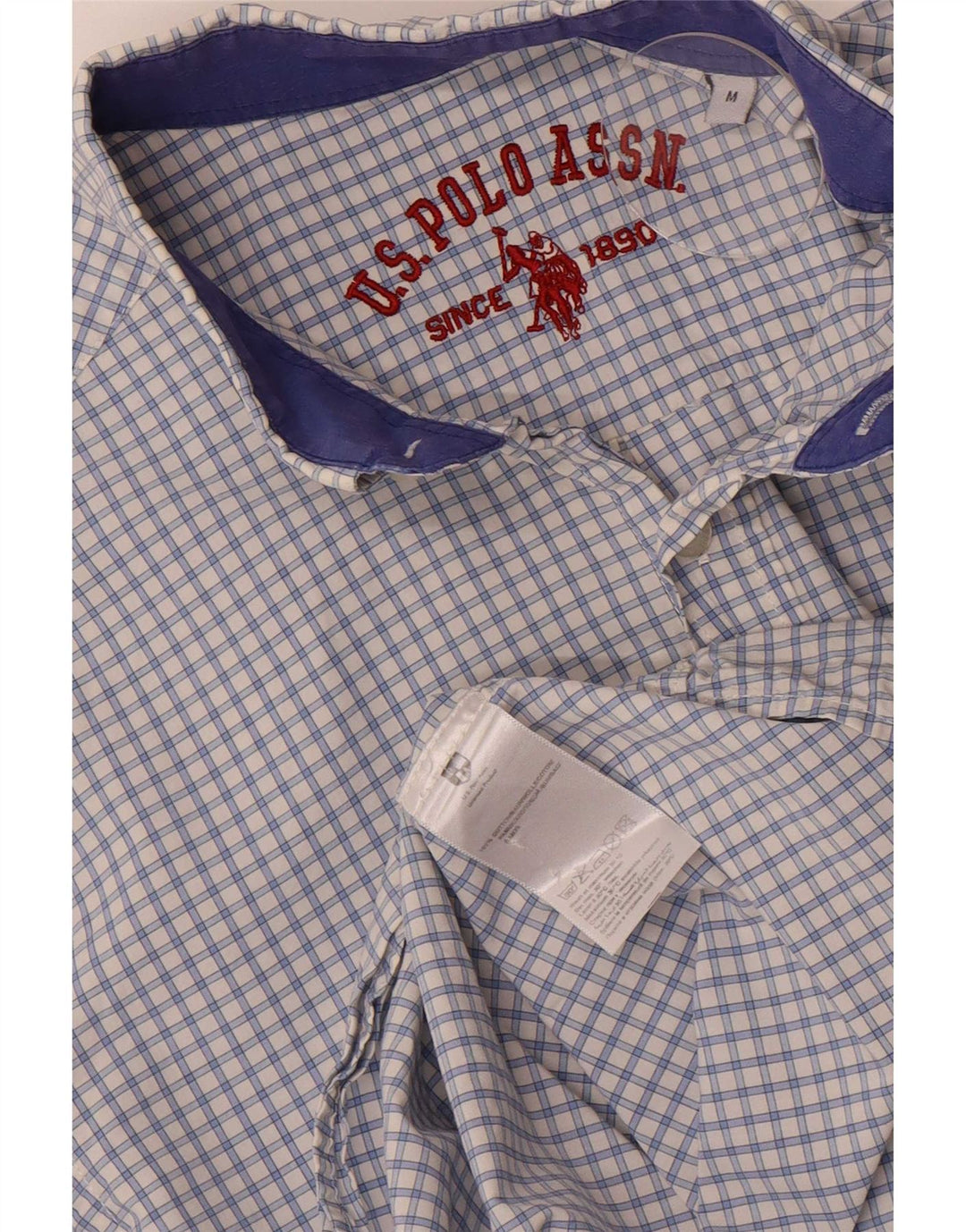 U.S. Polo Assn. Cămașă pentru bărbați din bumbac vichy albastru mediu