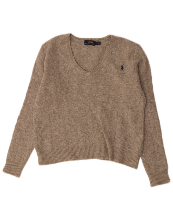 Pulover cu decolteu în V Polo Ralph Lauren pentru femei UK 16, mare, gri pete