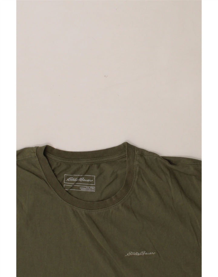 EDDIE BAUER Mens T-Shirt Top 2XL Khaki Cotton Vintage Eddie Bauer and Second-Hand Eddie Bauer from Messina Hembry 