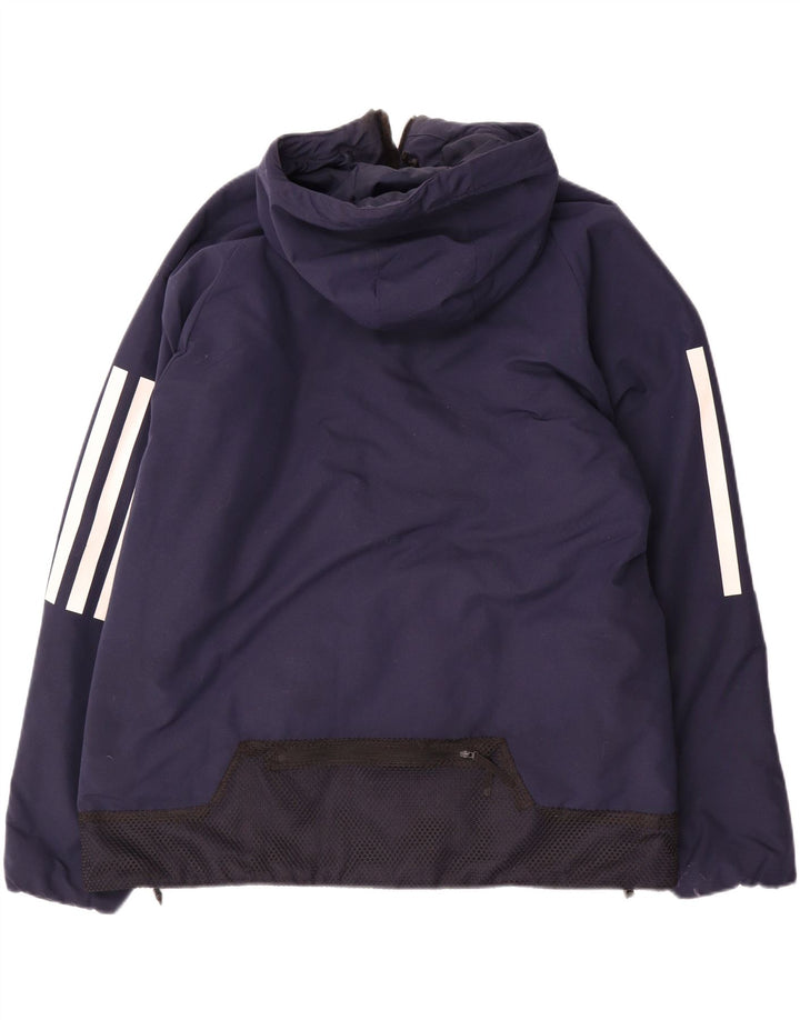 Jachetă de vânt cu glugă pentru bărbați Adidas UK 40, mare, albastru, poliester