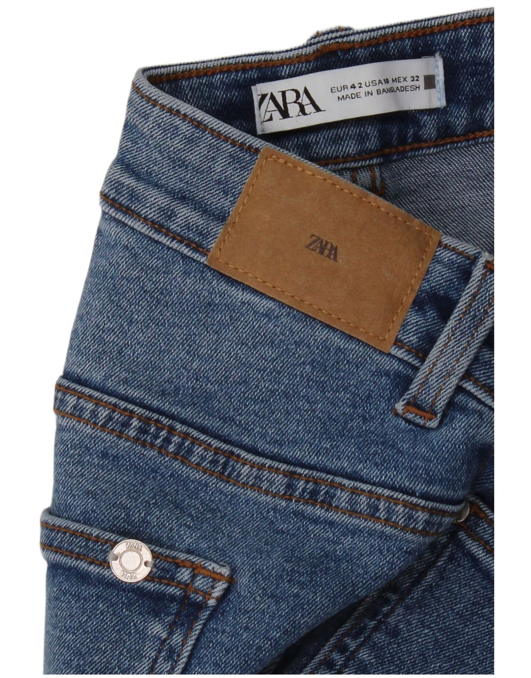 Blugi drepti pentru femei Zara EU 42 Large W32 L27 Albastru