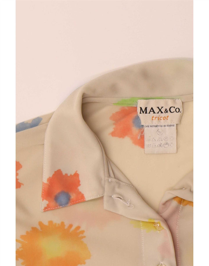 Bluză cămașă pentru femei Max & Co. UK 12 Medium Alb catifelat Floral