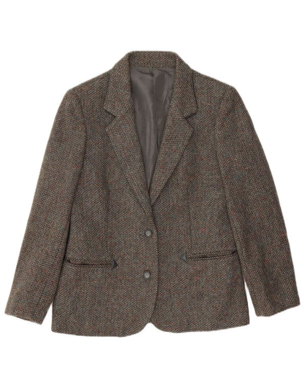 LANIFICO CAMPORE Womens 2 Button Blazer Jacket IT 44 Medium Brown Chevron