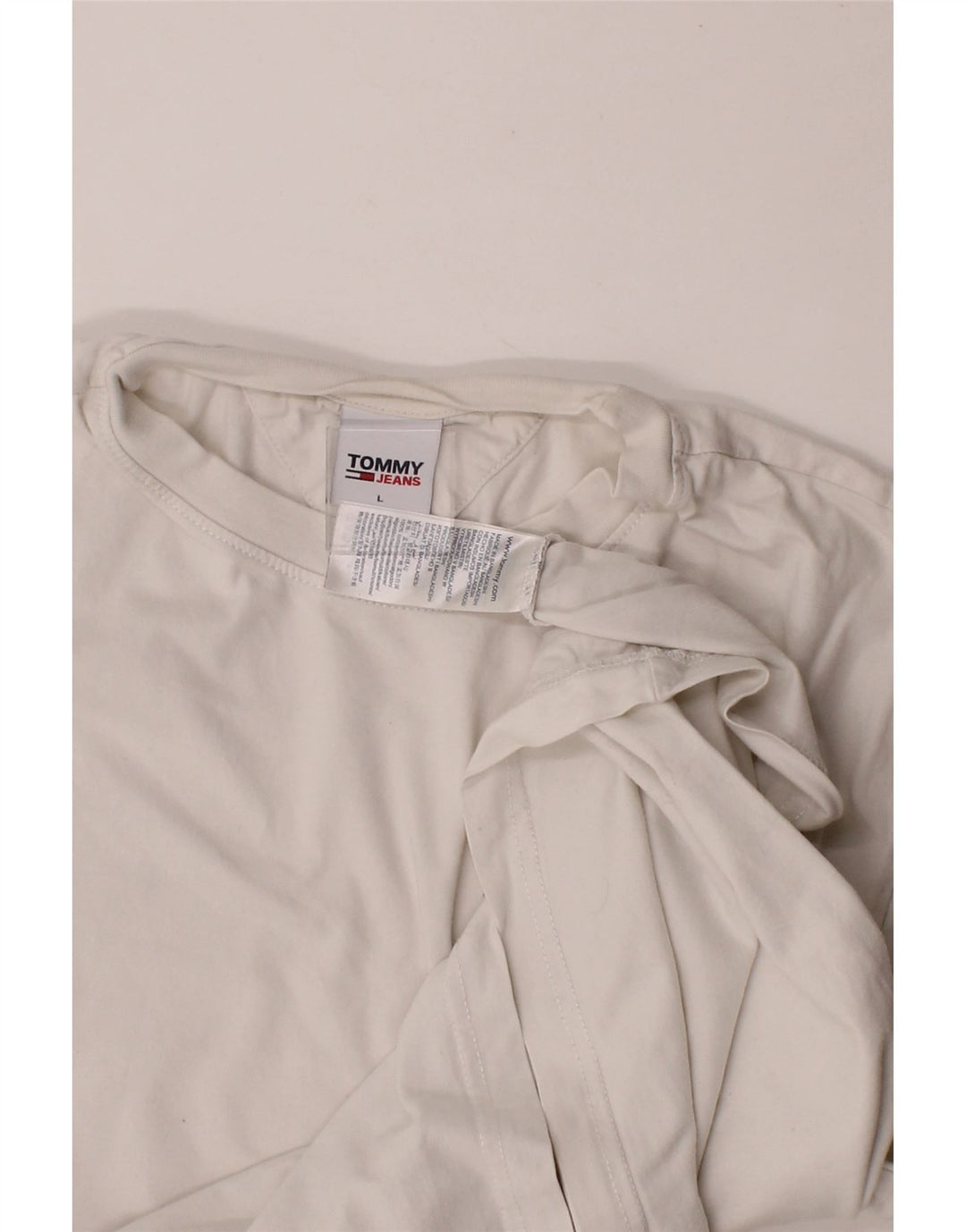 TOMMY HILFIGER Mens T-Shirt Top Large White Cotton Vintage Tommy Hilfiger and Second-Hand Tommy Hilfiger from Messina Hembry 