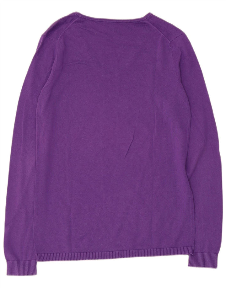 Pulover pentru femei Lacoste cu decolteu în V, mărime 40, bumbac violet mediu