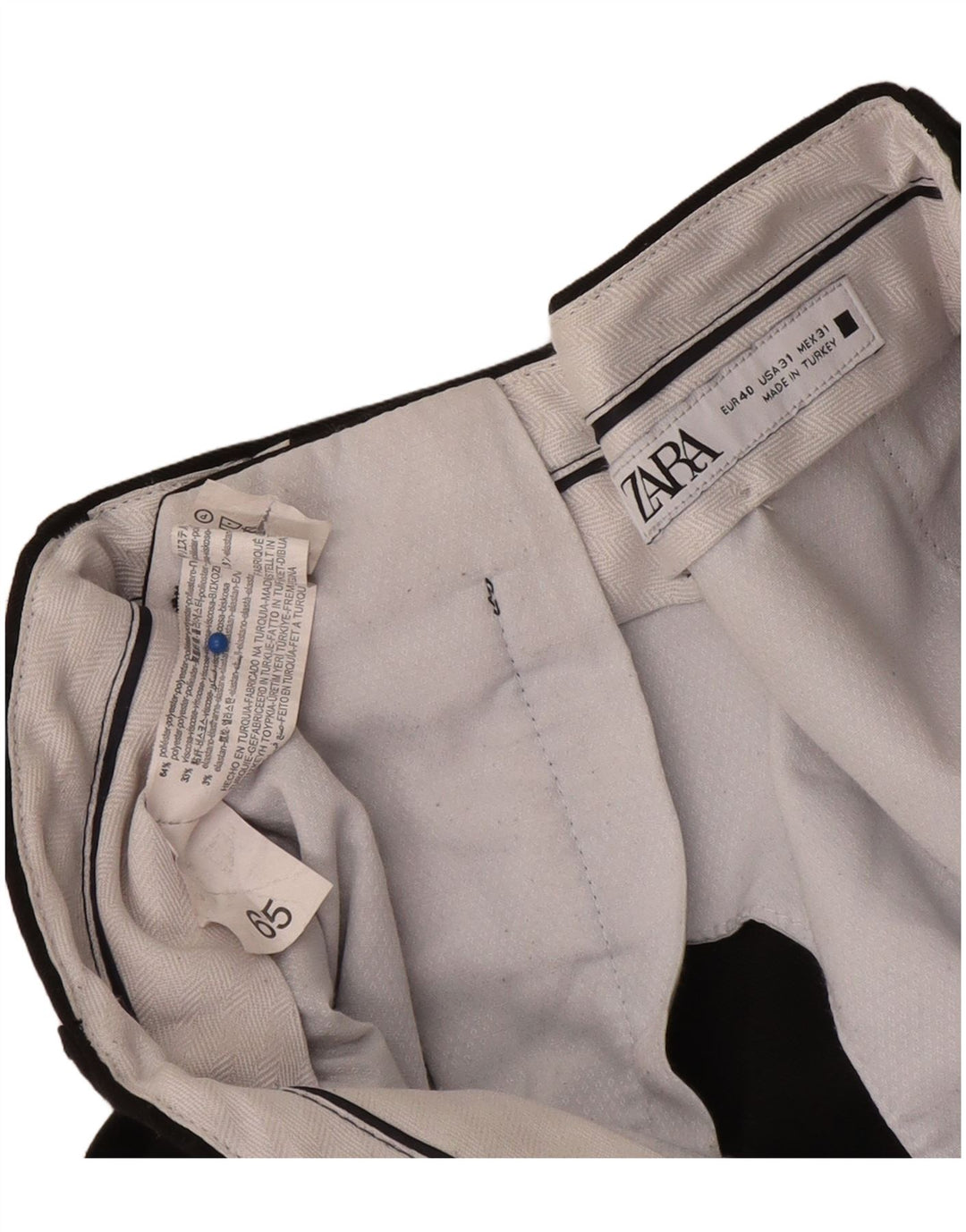 Pantaloni de costum slim pentru bărbați Zara EU 40 Mediu L31 L27 Poliester negru