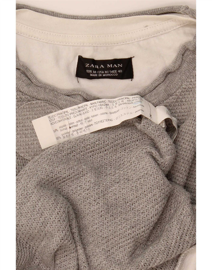 Tricou pentru bărbați Zara Top din bumbac gri mediu