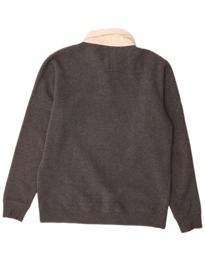 Pulover Superdry pentru bărbați cu gât polo, bumbac mare, gri