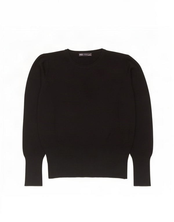 Zara Womens Crew Neck Jumper Sweater UK 16 Large Black Viscose