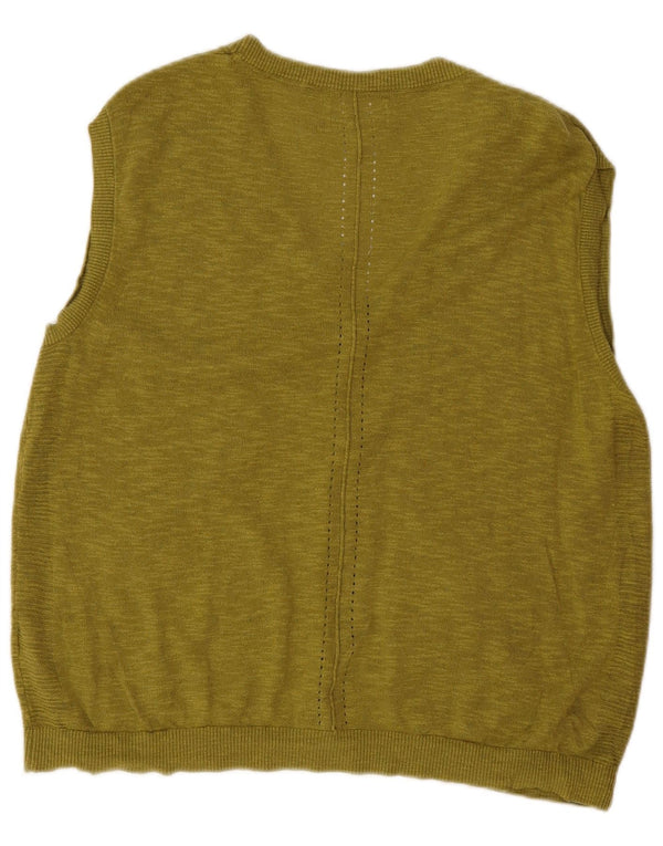 Pulover cardigan fără mâneci pentru femei Fat Face UK 14 mare kaki cu pete