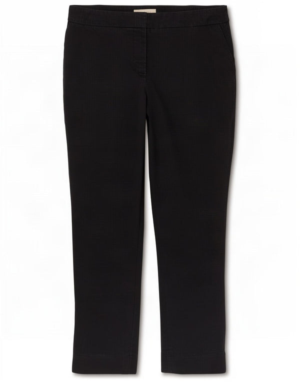Hobbs Womens Straight Cropped Trousers UK 10 Small W27 L24 Navy Blue Cotton