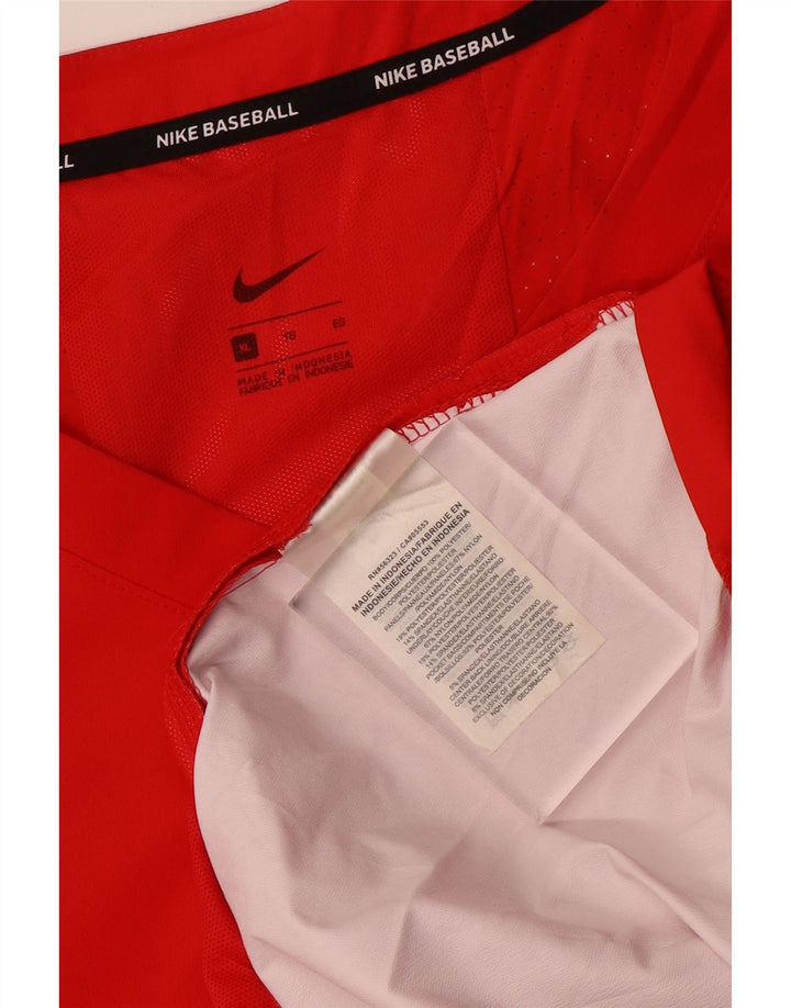 Top de baseball Nike pentru bărbați, mânecă 3/4, poliester roșu XL