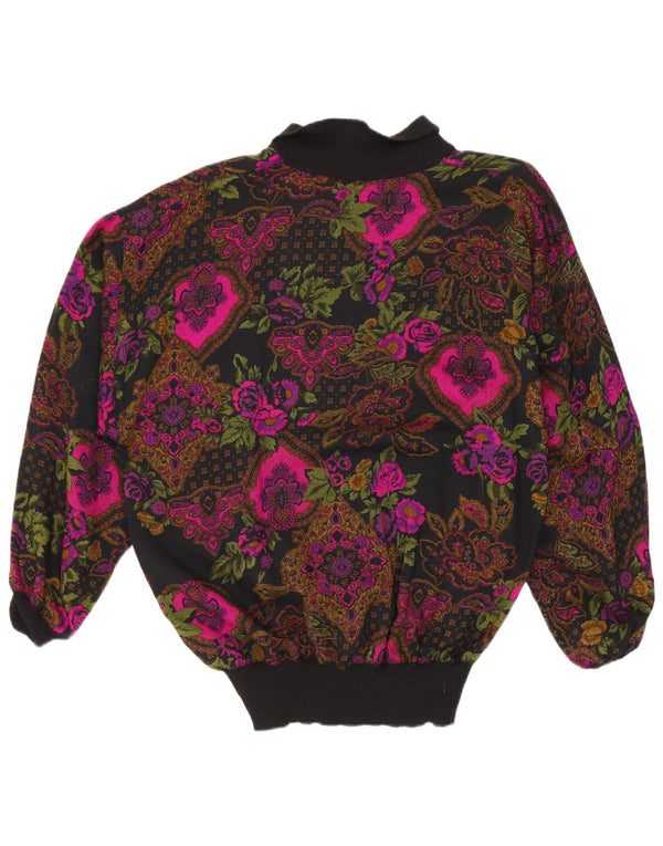 Bluză Cămașă Vintage Femei IT 42 Medium Negru Floral In