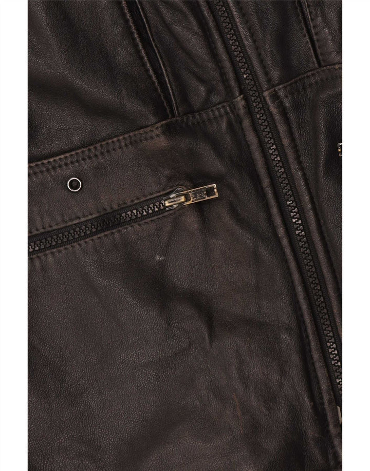 Jachetă de piele vintage pentru bărbați IT 48 Medium Black Miel