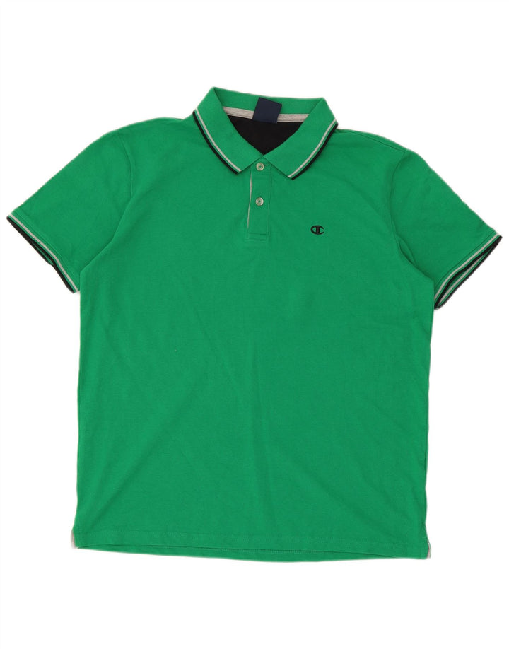 Tricou polo Champion pentru bărbați, cu dungi verzi medii
