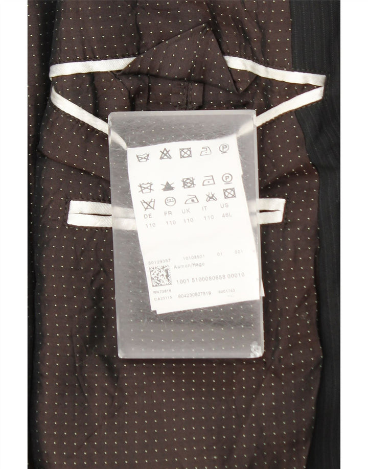 Blazer pentru bărbați Hugo Boss, cu 2 nasturi, UK 44 2XL, lână neagră cu dungi