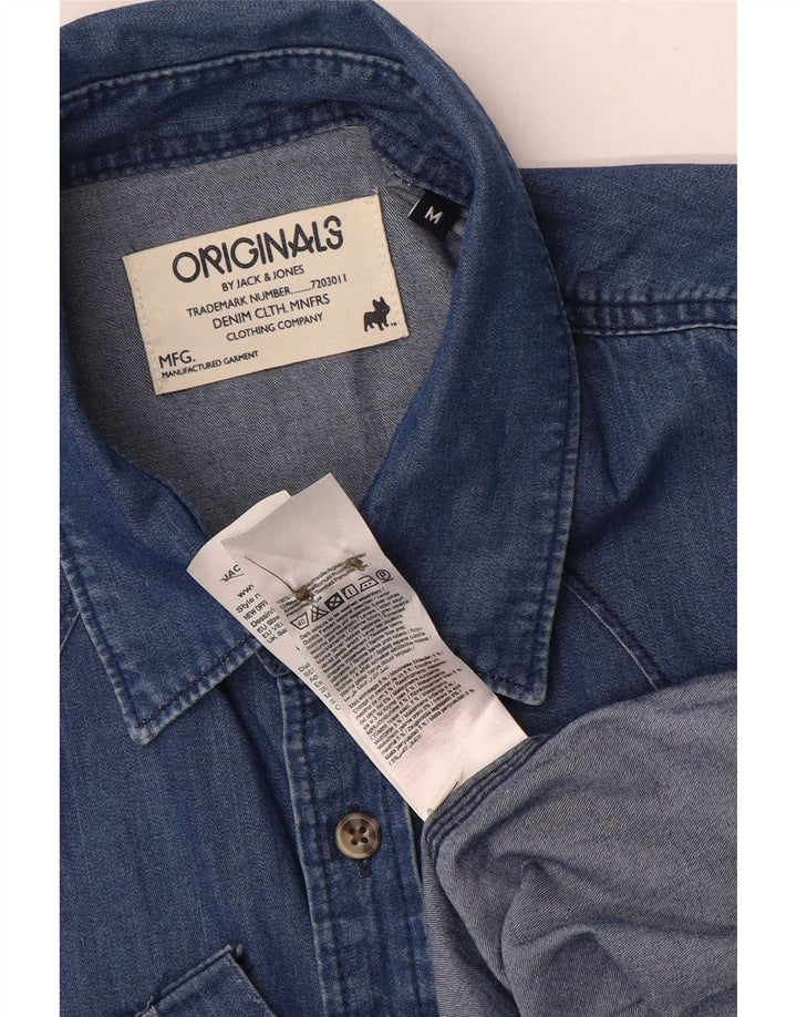 Cămașă Jack & Jones pentru bărbați din denim, bumbac albastru mediu