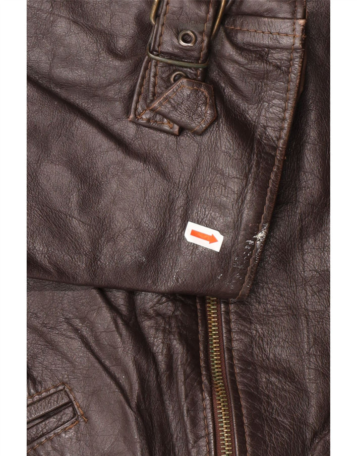 Jachetă de piele pentru bărbați VINTAGE UK 42 XL din piele maro