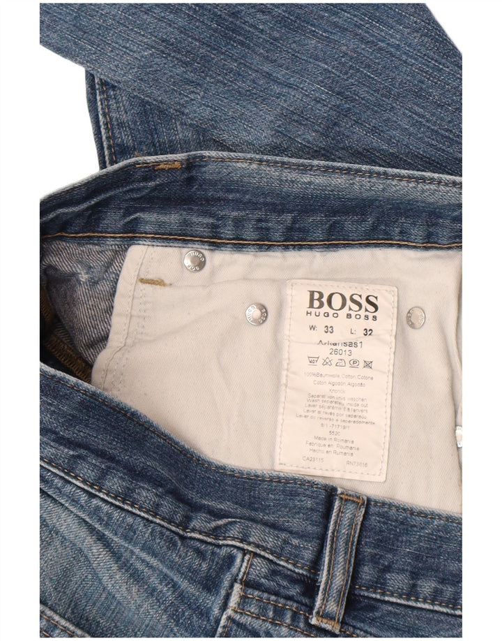 Blugi drepti pentru bărbați Hugo Boss W33 L32 Bumbac albastru