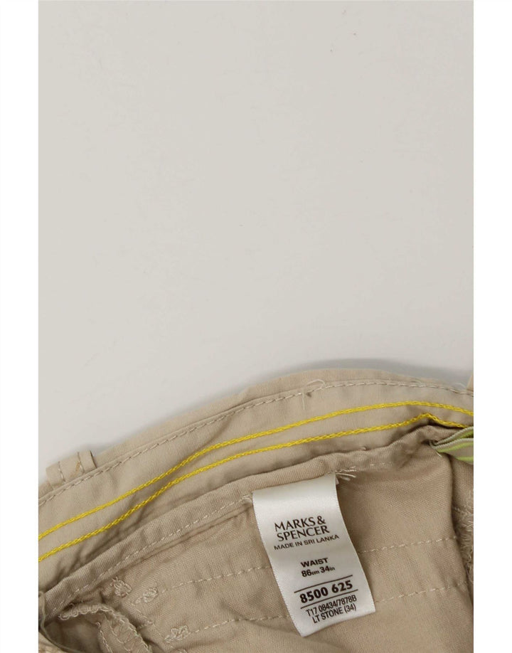 Bermude pentru bărbați Marks & Spencer Cargo W34, bumbac mare, bej
