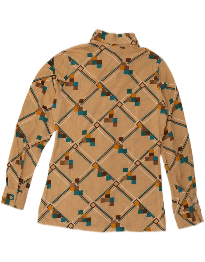 Cămașă VINTAGE pentru femei UK 12 Medium Bej Geometric
