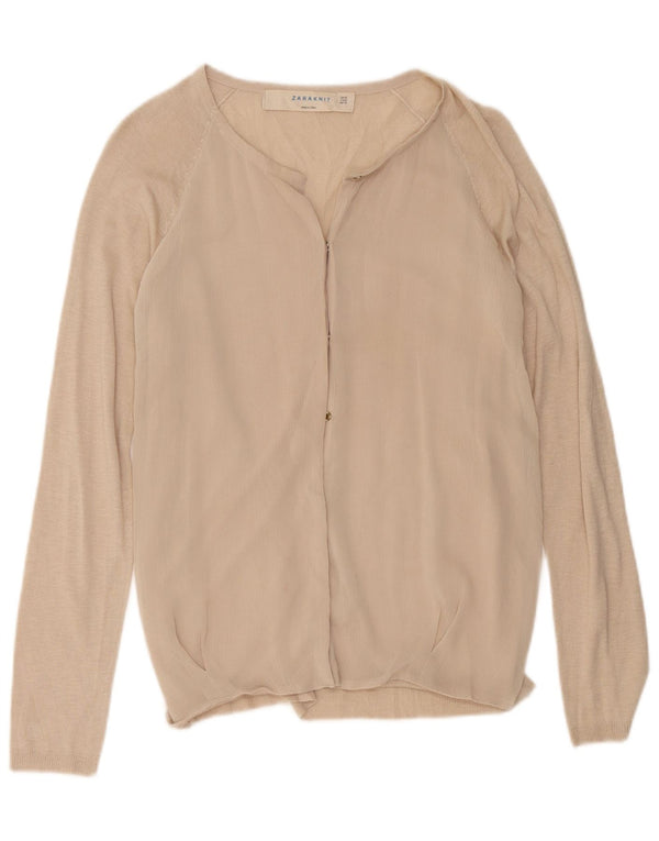 Top cardigan cu mânecă lungă pentru femei Zara UK 12 Bej mediu