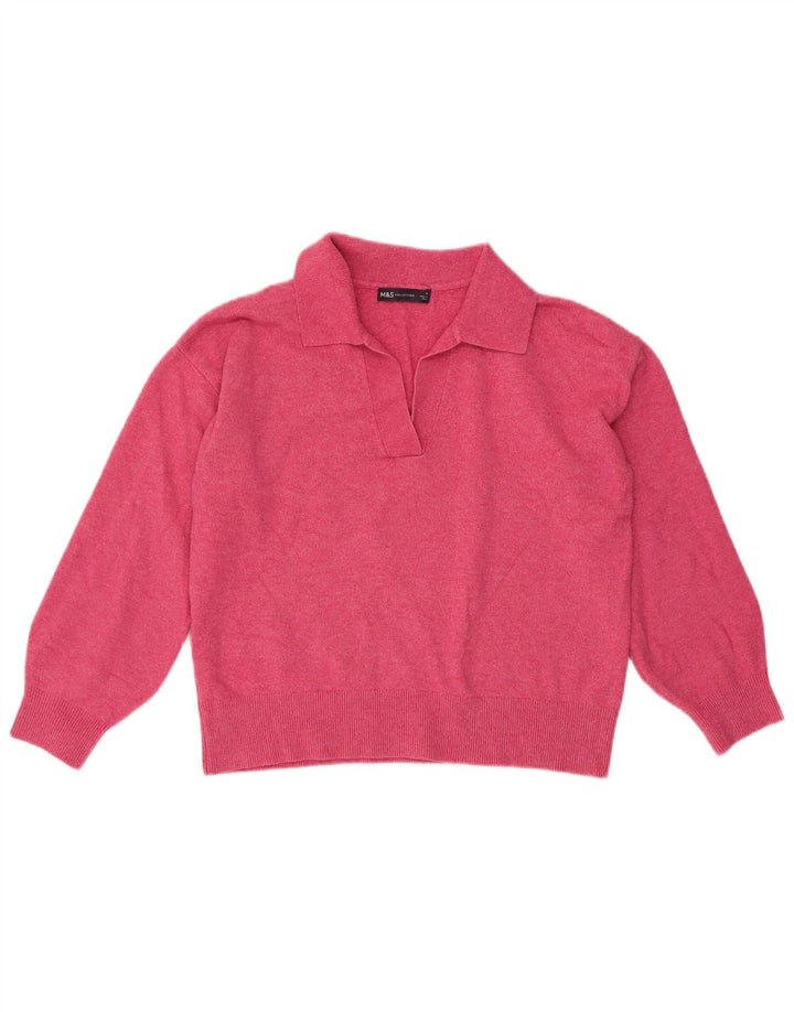 Marks & Spencer Pulover supradimensionat cu gât polo pentru femei UK 10 Mic roz