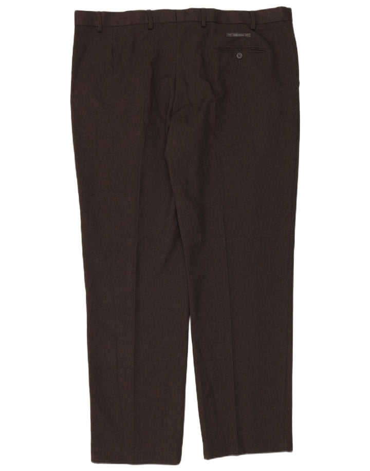 Pantaloni de costum pentru bărbați Marks & Spencer, cu ajustare normală, L44 L33, poliester maro