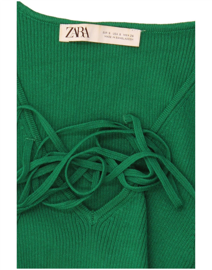 Crop Top cu mânecă lungă pentru femei Zara UK 8 Small Green