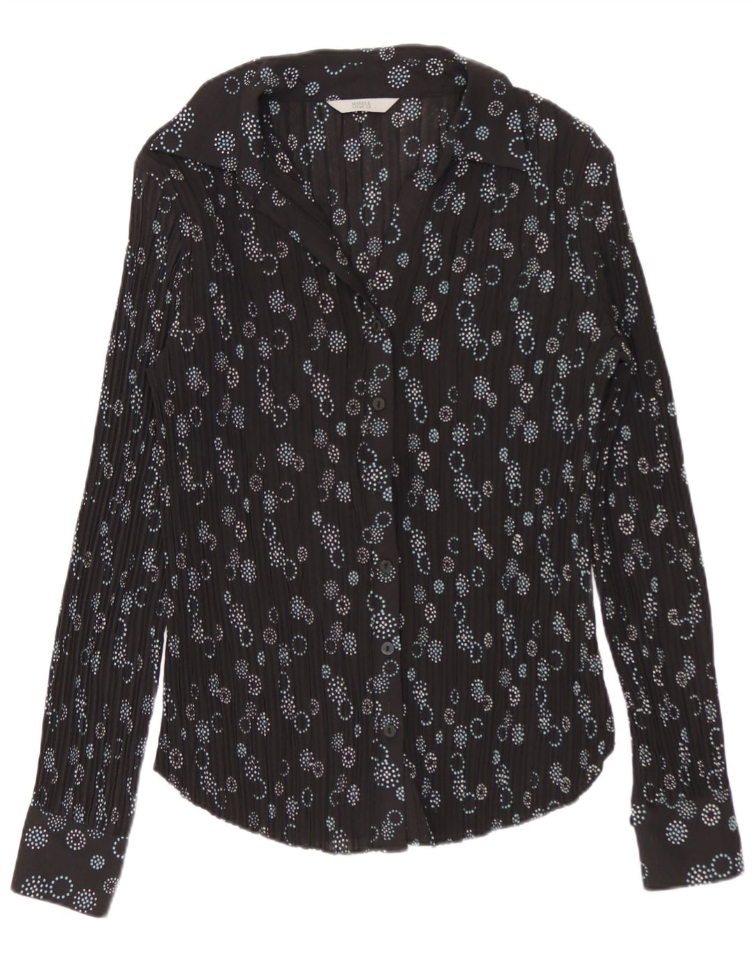 Bluză cămașă pentru femei Marks & Spencer UK 8, poliester geometric negru mic