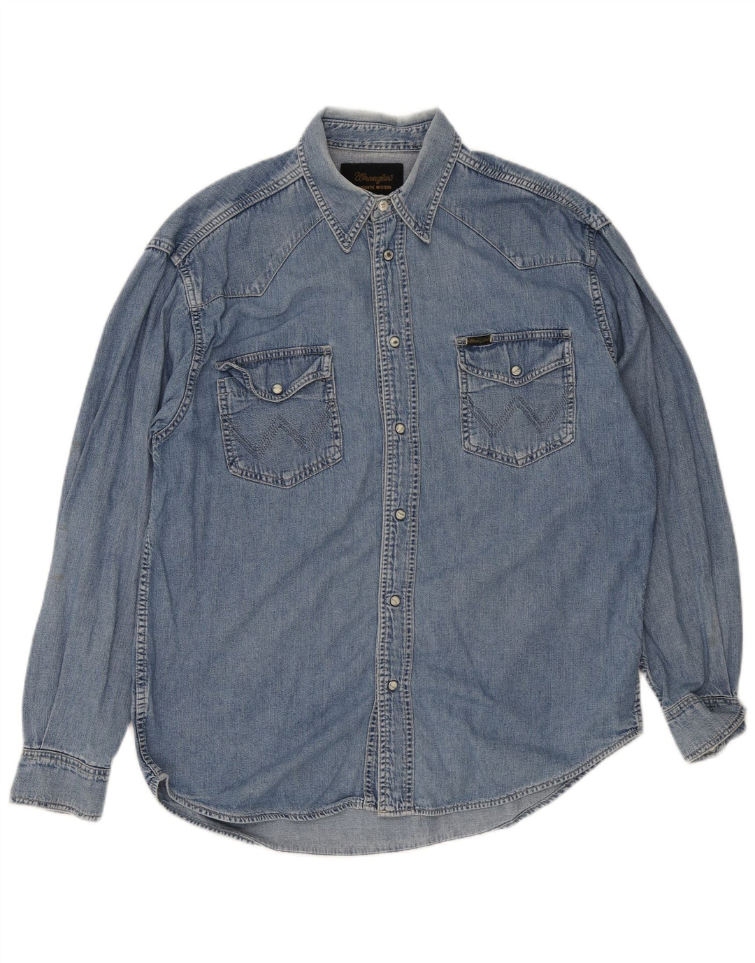 Cămașă Western denim pentru bărbați Wrangler, bumbac albastru mare
